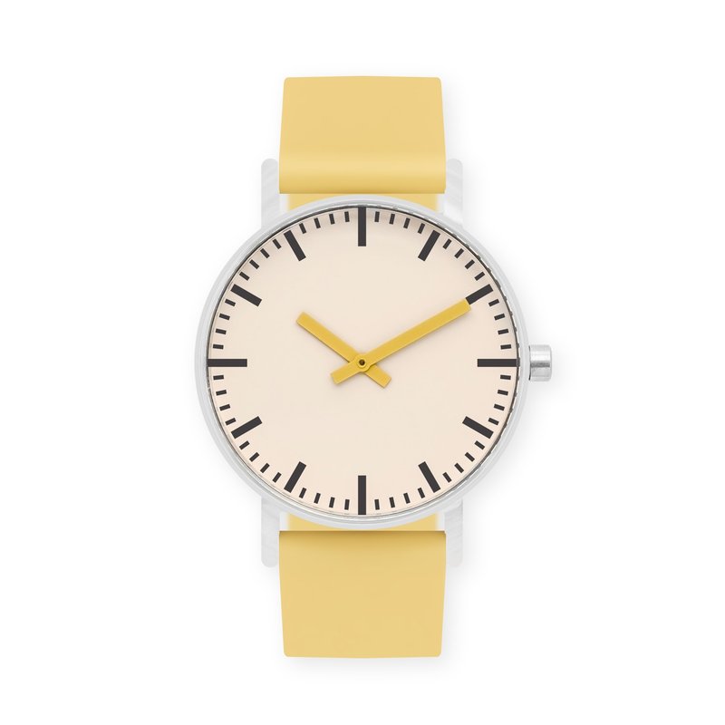 BIJOUONE Bishuwan B50 Series Yellow Pointer Orange Silicone Strap Silent Waterproof Watch - นาฬิกาผู้ชาย - สแตนเลส สีส้ม