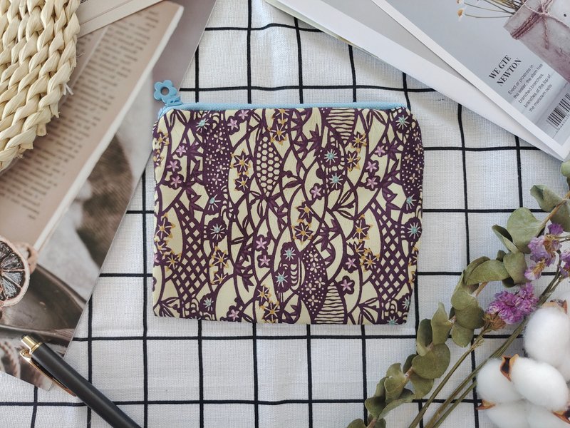 Wisteria-pen case/cosmetic bag-vintage kimono series - Toiletry Bags & Pouches - Cotton & Hemp Purple
