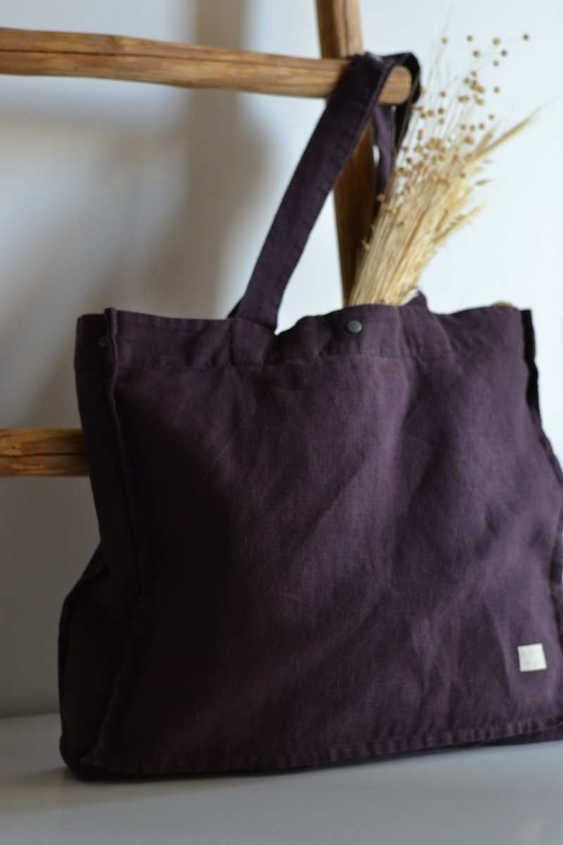 Linen market tote bag, reusable grocery bag, weekender & travel bag, sustainable - Handbags & Totes - Linen 