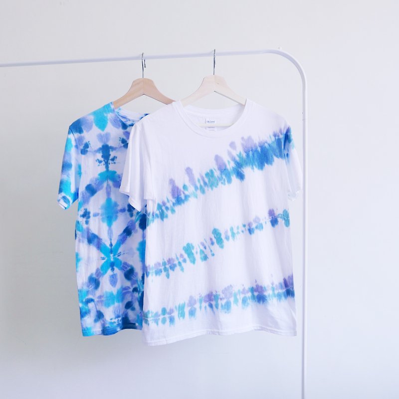 二枚手染めTシャツ 　5%割引    台湾 デザイン - Tシャツ - コットン・麻 ブルー