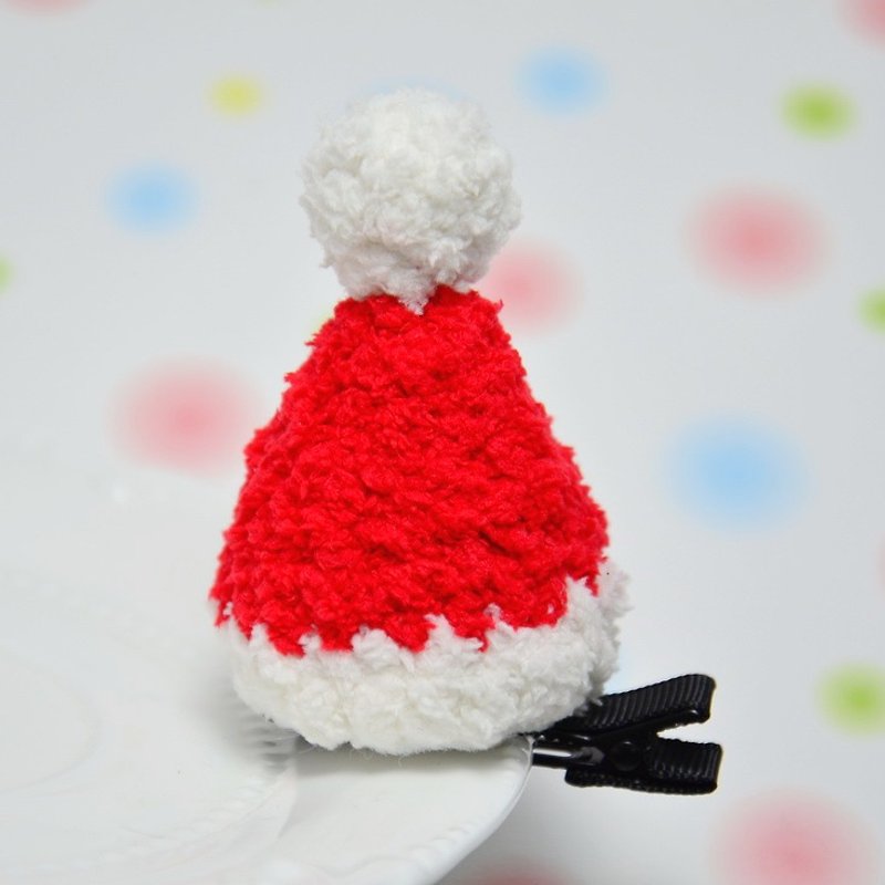 歡樂聖誕 - 毛線編織 軟綿綿聖誕帽髮夾 - 髮夾/髮飾 - 其他材質 紅色