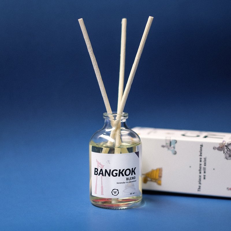 香りのするルーム ディフューザー セット バンコク ブレンド シティ シリーズ |シナモン＆ラベンダー - アロマ・線香 - ガラス 透明