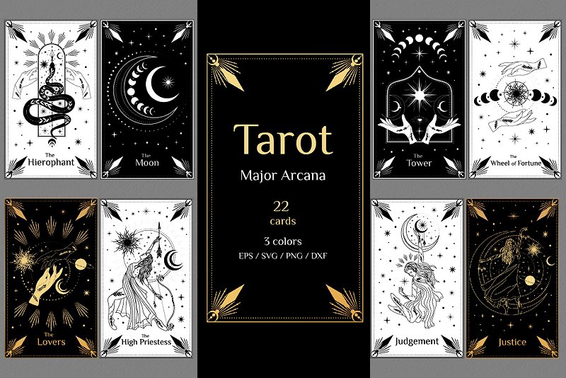 Major Arcana Deck svg, Tarot, Tarot Cards SVG, Witch SVG, Moon SVG, Heavenly