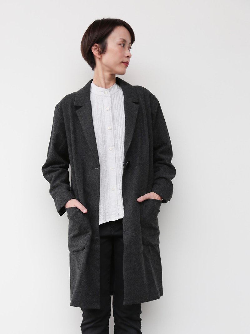 Double button Coat / dark gray - Women's Casual & Functional Jackets - Other Materials 