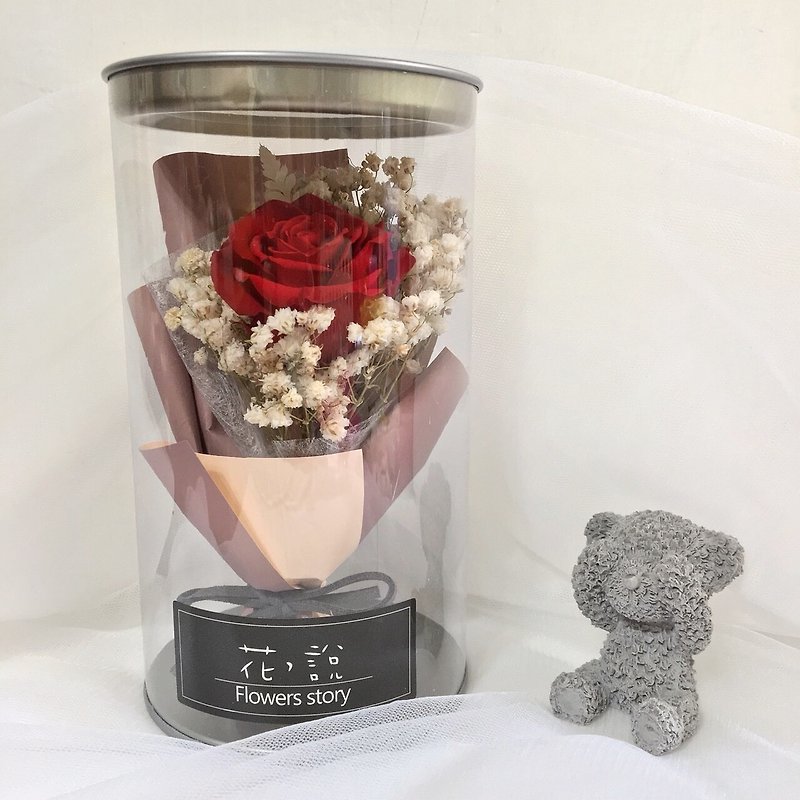 /Eternal Life Rose//Ornamental Objects//Office Healing Objects/Red Eternal Life Rose Flower in a Vase-With Box - ตกแต่งต้นไม้ - พืช/ดอกไม้ สีแดง