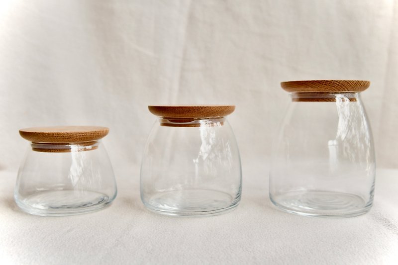 iwood glass jar with wooden lid-small (480ml) - Storage - Glass 