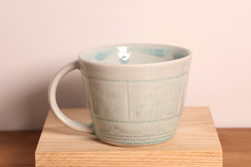 Drifting ice cracked blue and gray cup - Mugs - Porcelain 