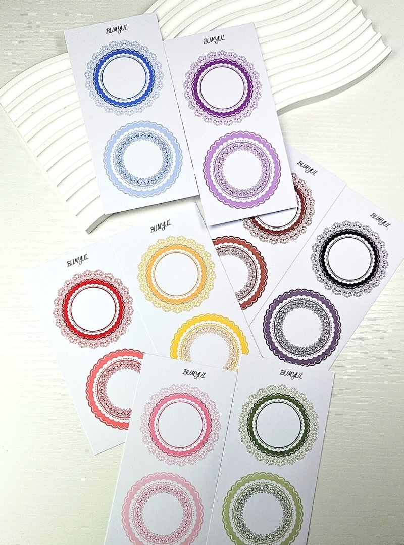 蕾絲邊飾和諧裝飾 - 便條紙/便利貼 - 紙 多色