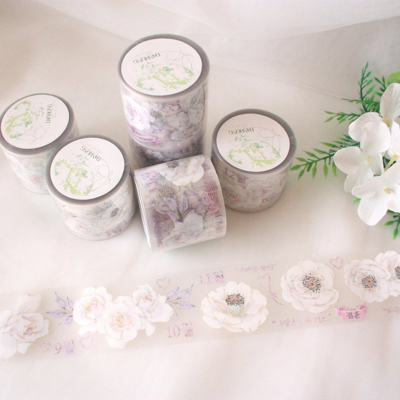 Masking tape_flower_wedding diary_1pattern - สติกเกอร์ - พลาสติก 