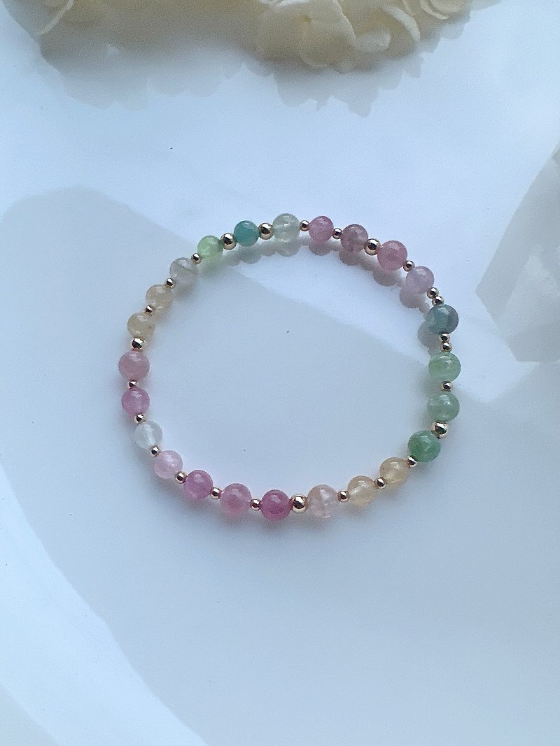 Xinchen-colorful summer candy-like tourmaline - Bracelets - Crystal Pink