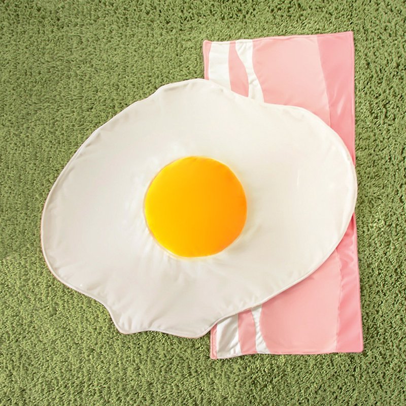 x【Lucky Bag】Breakfast Combination Blanket (Bacon + Small Egg Blanket) - ผ้าห่ม - วัสดุอื่นๆ ขาว