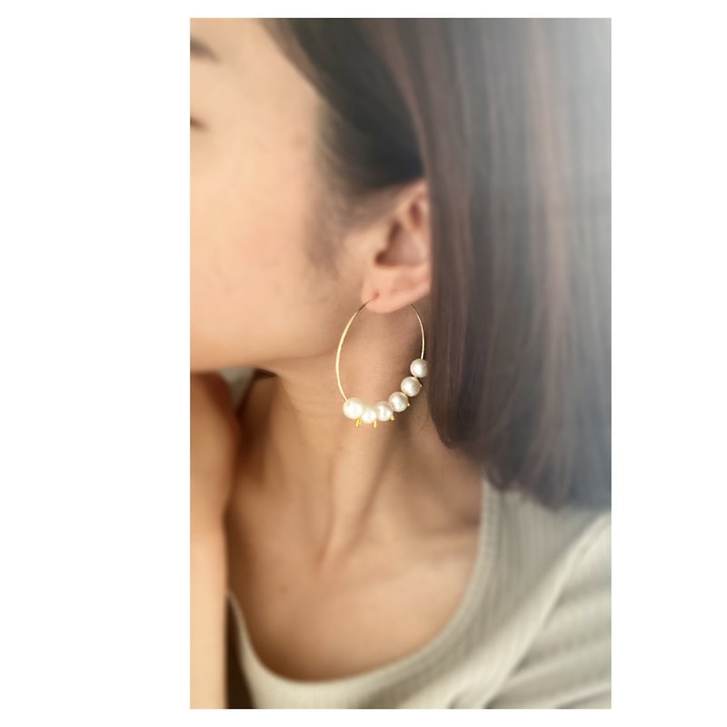 貓系 - 耳飾 | 耳圈 | 穿式耳環 | pierced earrings - 耳環/耳夾 - 其他材質 金色