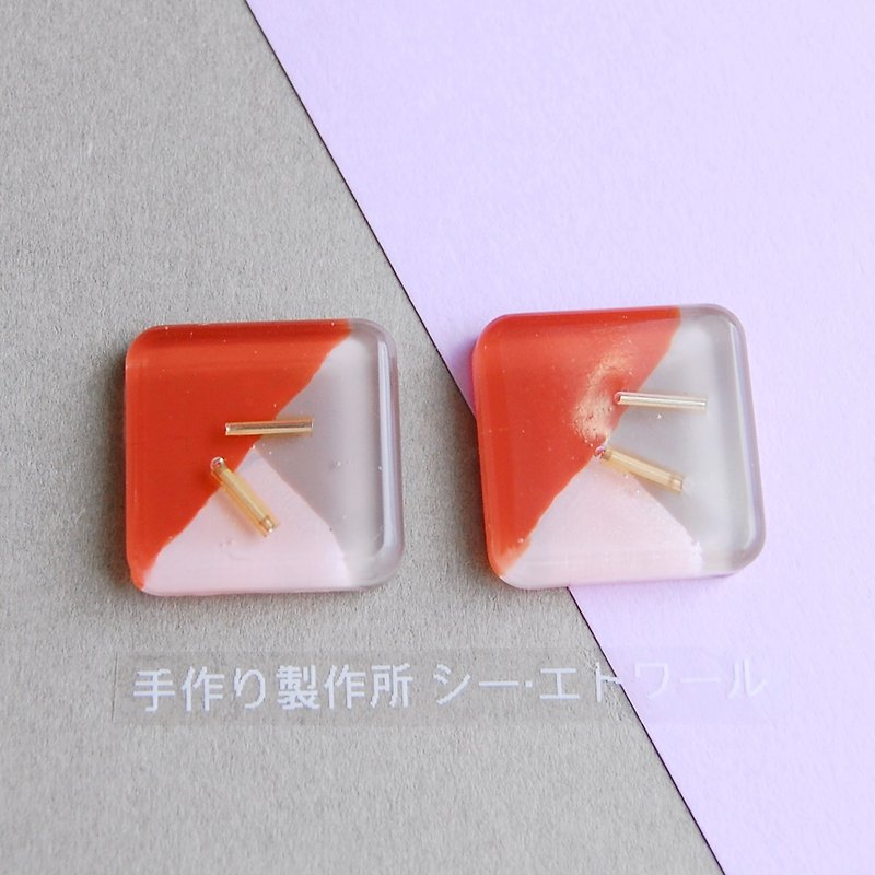terracotta ( pierced earrings / clip-on earrings ) - Earrings & Clip-ons - Resin Pink