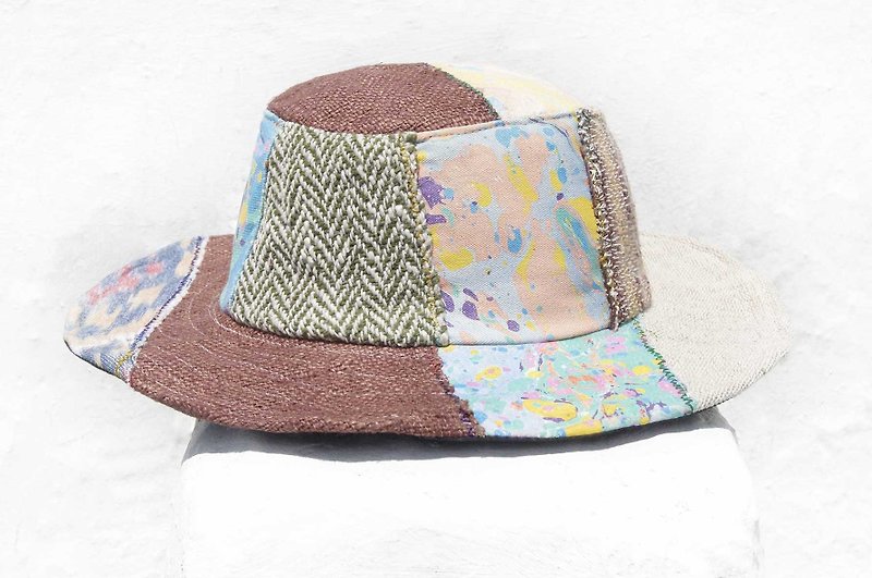 Moroccan style mosaic of hand-woven cotton Linen hat knit cap hat sun hat straw hat - desert oasis of color - Hats & Caps - Cotton & Hemp Multicolor