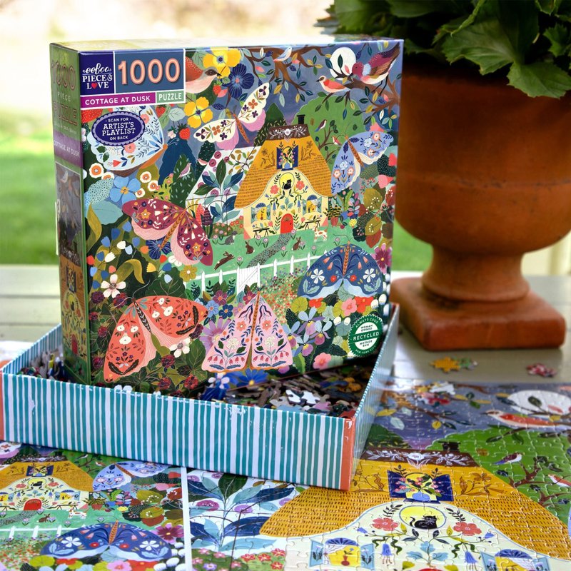 eeBoo 1000片拼圖 - Cottage at Dusk 黃昏小屋 - 拼圖 - 紙 多色