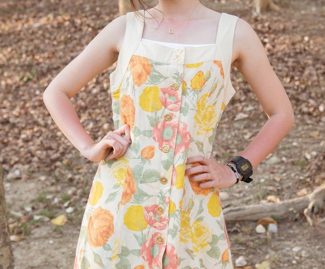 orange buckle dress