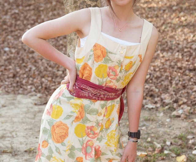 orange buckle dress