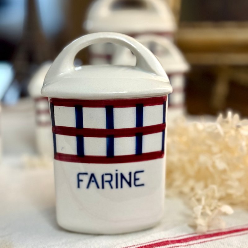 *50818-經典法國古董 HBCM Béarn系列陶瓷麵粉罐 - 調味罐/醬料罐 - 瓷 銀色