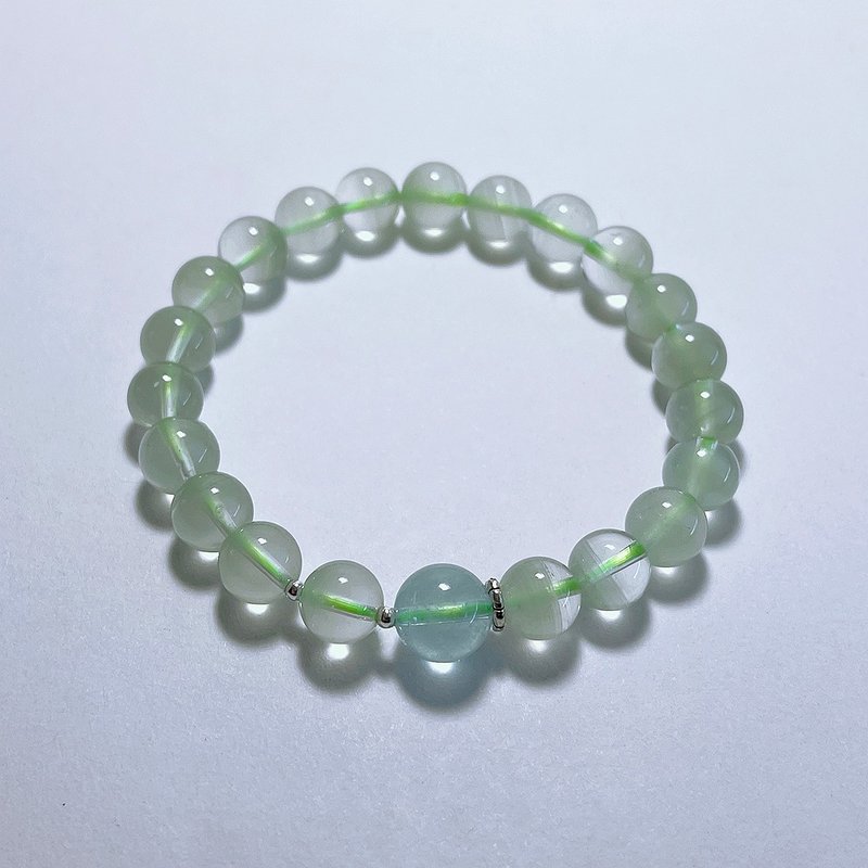 Gemstone Natural Ore Green Ghost 8 mm Aquamarine Bracelet - Bracelets - Gemstone Green