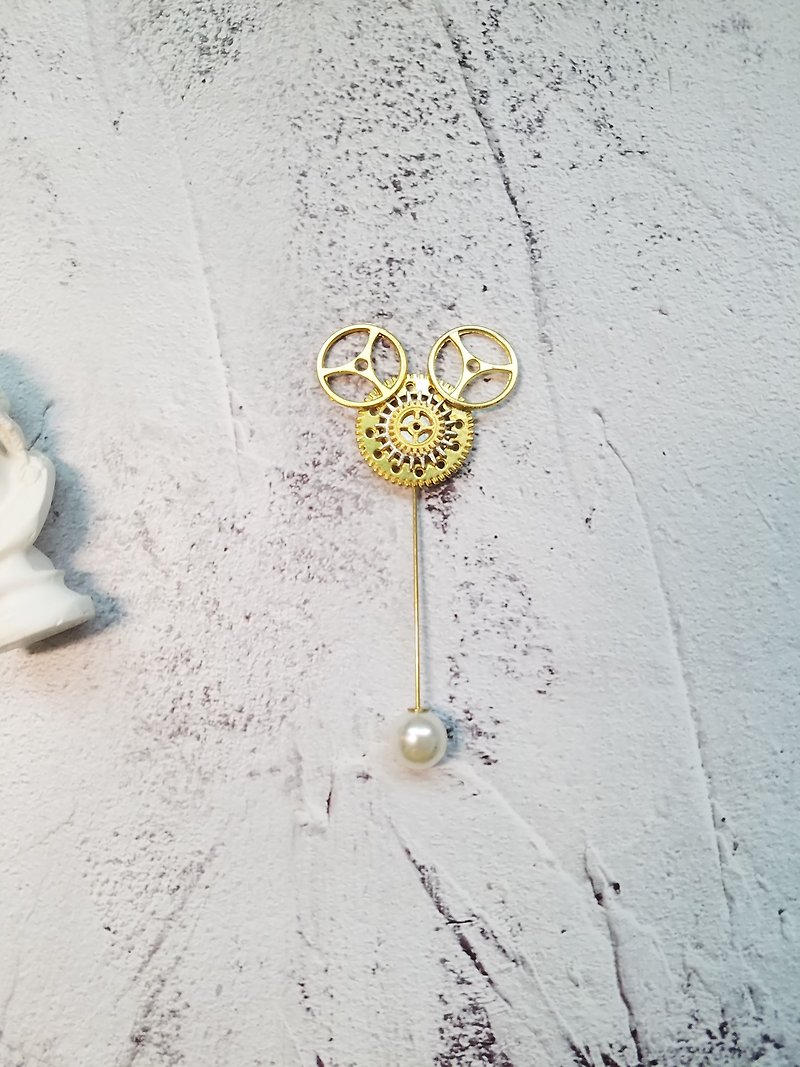 蒸気パンクタイプのブローチの胸花の1字の針の針の針 - ブローチ - 金属 ゴールド