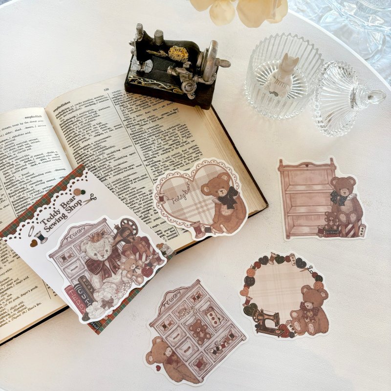 Cherish365【Teddy Bear Sewing Shop】ダイカットメモ　CHO541 - 便條紙/便利貼 - 紙 咖啡色