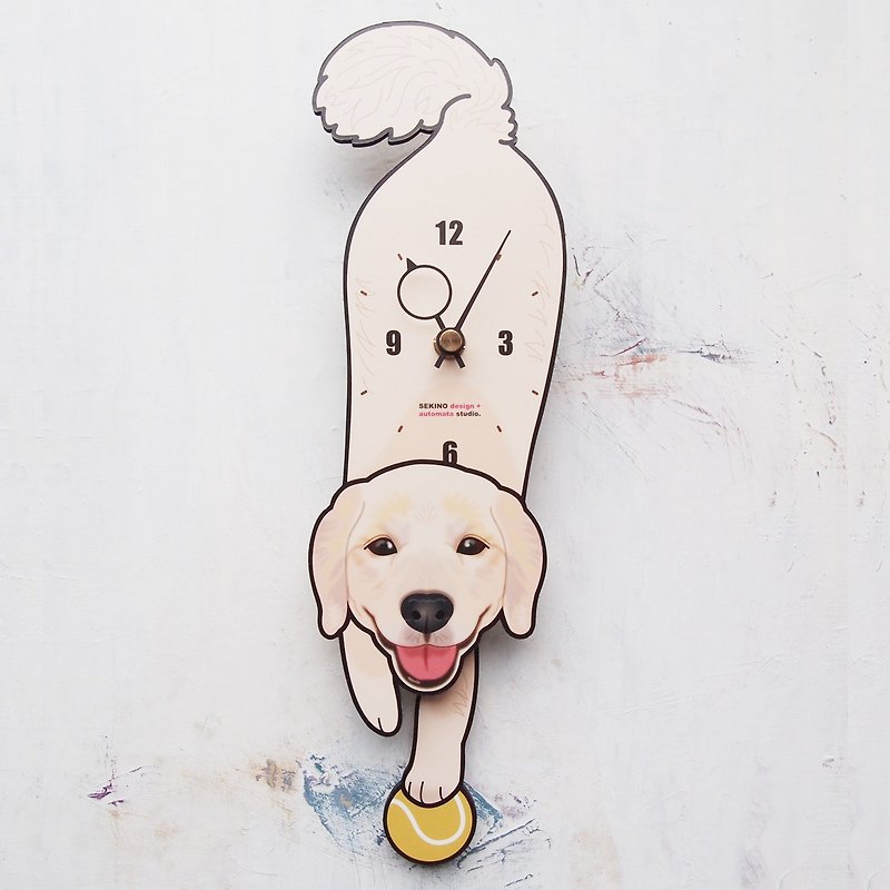 D-126 Retriever(cream) - Pet's pendulum clock - นาฬิกา - ไม้ 