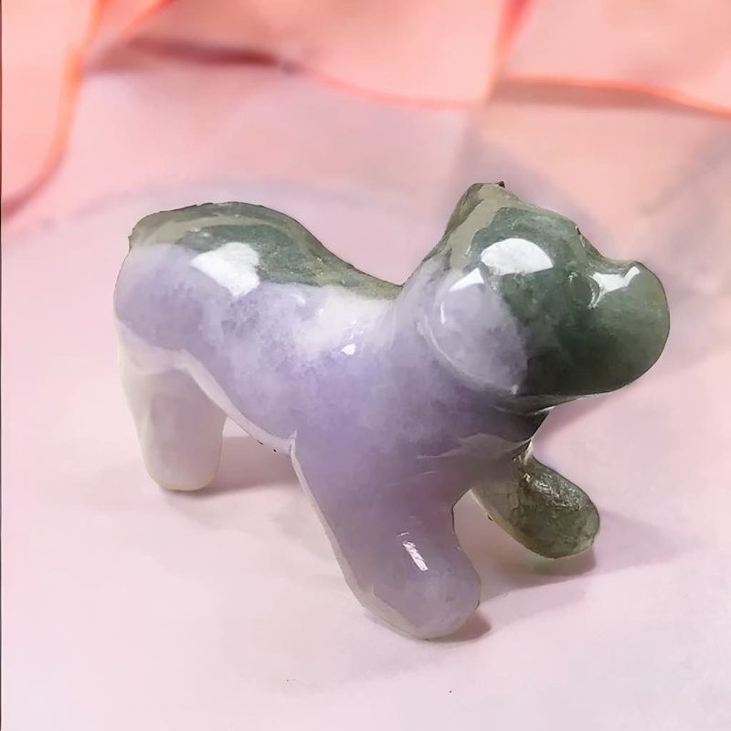 【旺財】春帶彩翡翠巧雕狗狗 | 天然緬甸玉A貨翡翠 | 送禮 - 擺飾/家飾品 - 玉石 多色