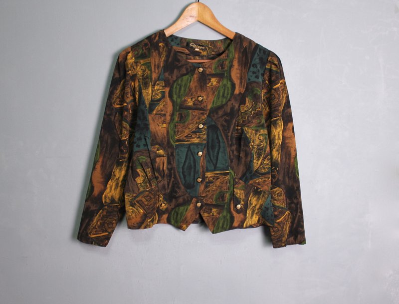 FOAK vintage abstract oil painting painting blouse - เสื้อผู้หญิง - วัสดุอื่นๆ 