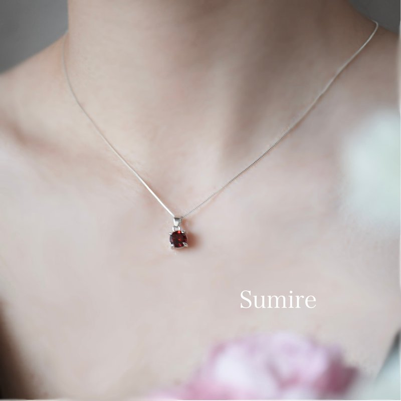 ガーネットのネックレス　シルバー925 AAA 深紅　1月誕生石　6mm モザンビーク産 - ネックレス - 宝石 透明