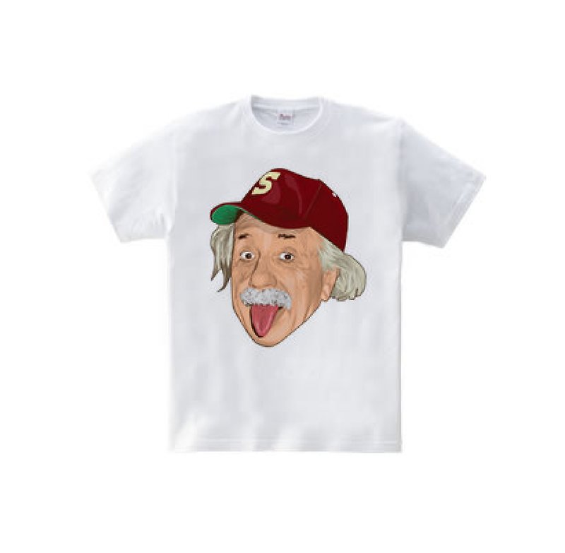 Albert Einstein Outdoor (5.6oz T-shirt) - สเวตเตอร์ผู้ชาย - ผ้าฝ้าย/ผ้าลินิน ขาว