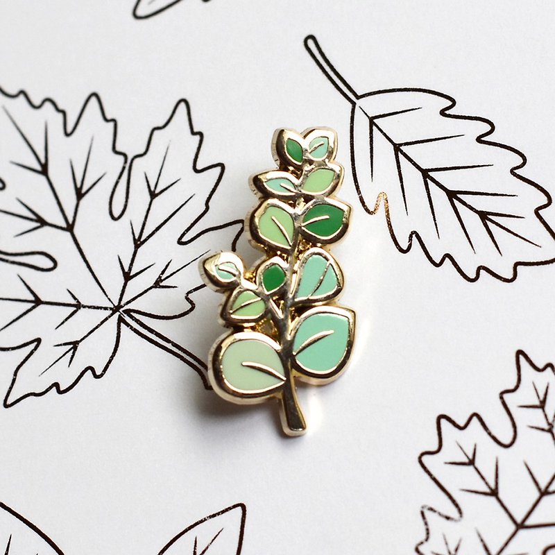 Eucalyptus pins flower enamel lapel pin -Badge - pins - enamel pins gold metal - - Badges & Pins - Other Metals Green