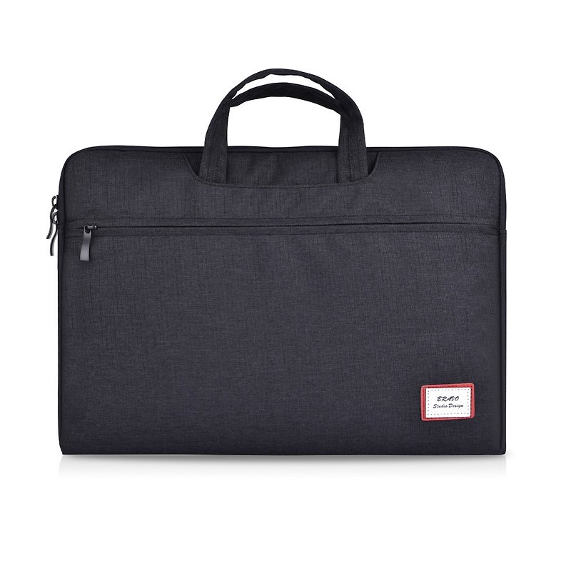 Laptop Bag 13 Inch Dark Grey, Mens Satchel, Laptop Briefcase 13 Inch, Handbag - กระเป๋าแล็ปท็อป - เส้นใยสังเคราะห์ สีดำ