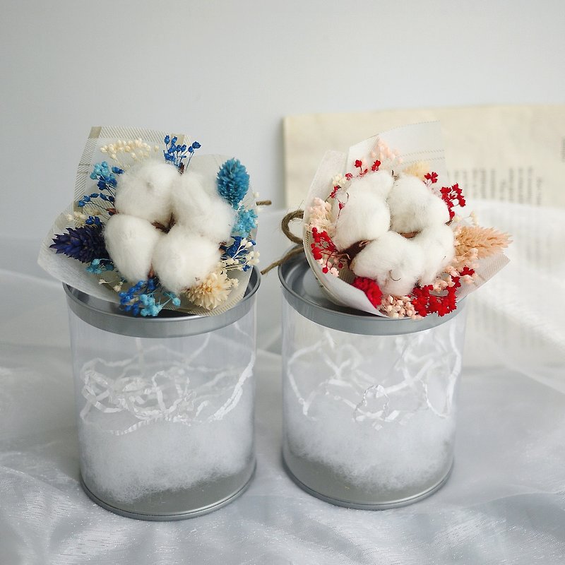 Eden Flower Room Cotton Gypsophila Flower Jar Gift Box Hand-tied Small Bouquet - ช่อดอกไม้แห้ง - พืช/ดอกไม้ หลากหลายสี
