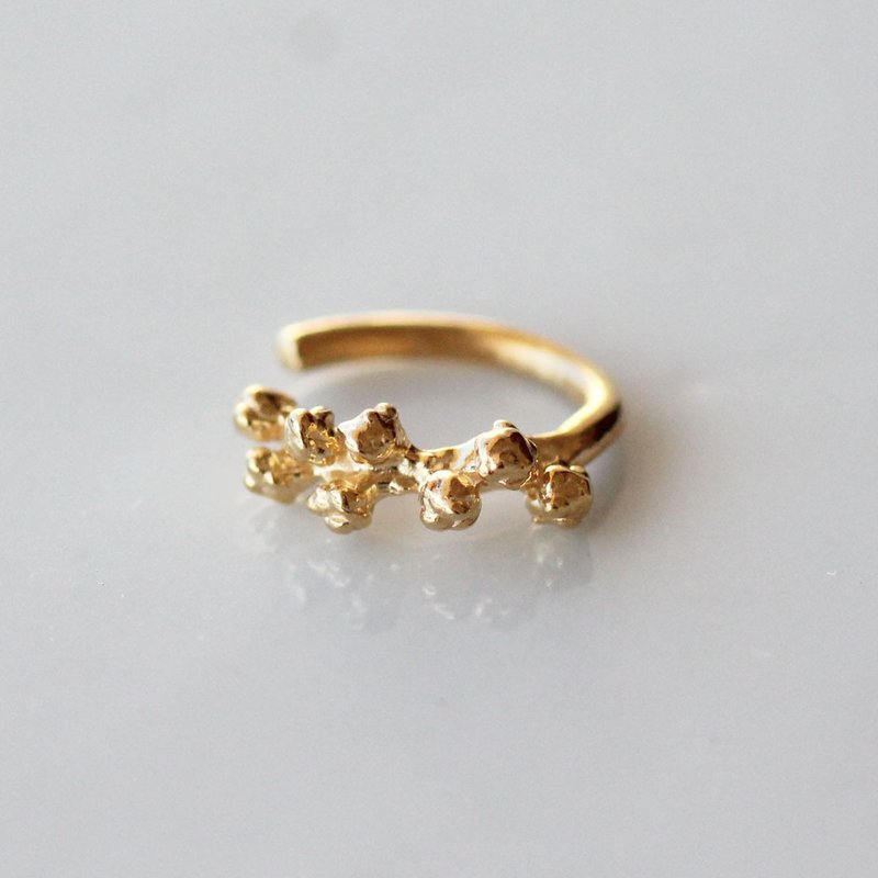 含羞草 純銀鍍金 耳骨夾 /Mimosa ear cuff -S size -/ - 耳環/耳夾/耳骨夾 - 純銀 金色