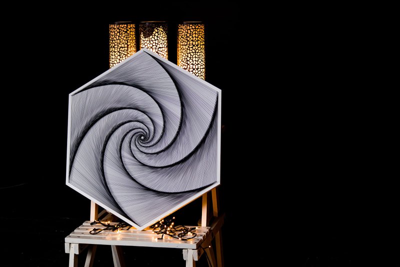 幾何弦藝術牆裝飾圖片 - 壁貼/牆壁裝飾 - 木頭 白色