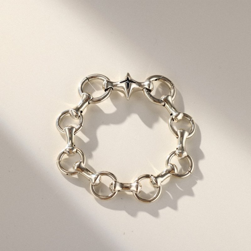 Cross star shaped ring polished bracelet silver925 - สร้อยข้อมือ - เงินแท้ สีเงิน