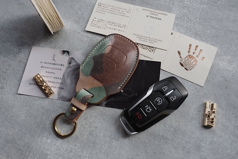 Customized Handmade Leather Ford Car key Case./Car Key Cover/Holder,Gift - Keychains - Genuine Leather Multicolor