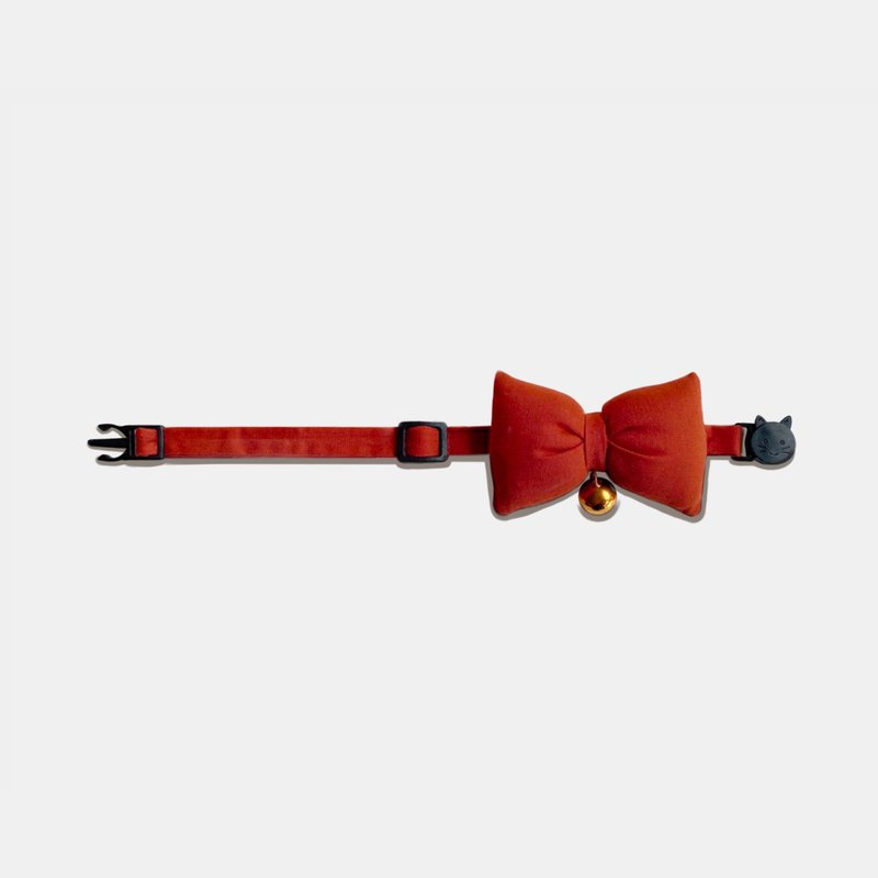 簡約手工定制貓項圈 Tangerine Bow Breakaway Cat Collar - 項圈/牽繩 - 棉．麻 橘色