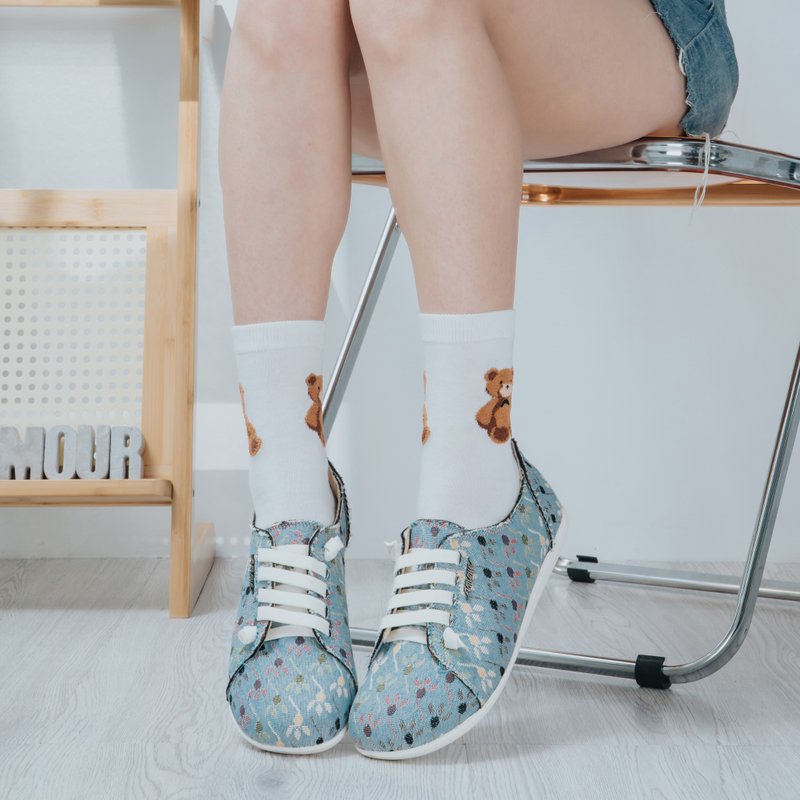 【寬腳友善】MIT舒適饅頭鞋。布類。花語藍2727 - 女休閒鞋/帆布鞋 - 棉．麻 藍色