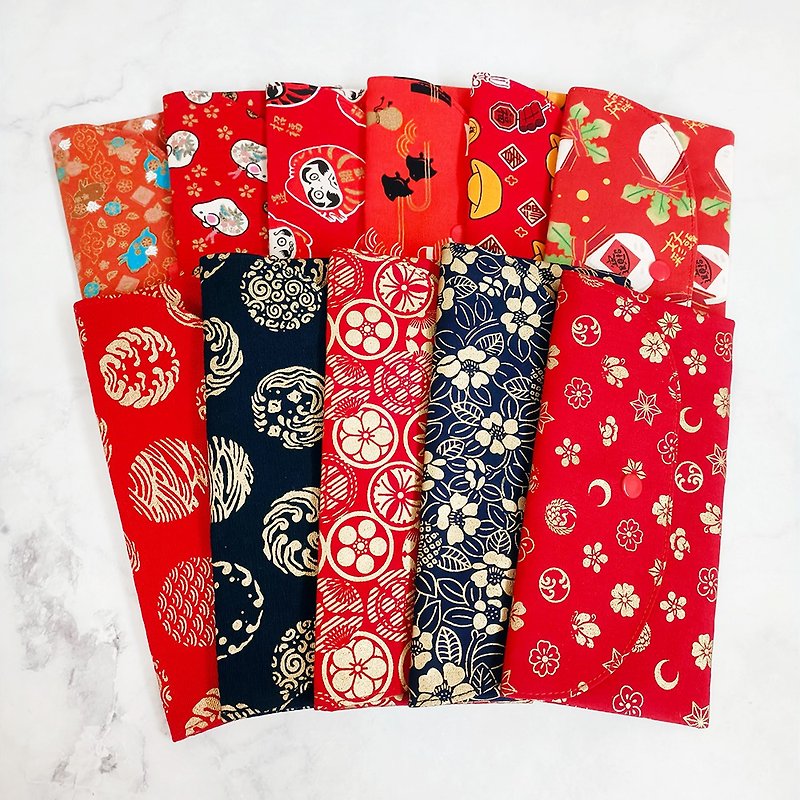 12 Handmade Long Cloth Red Envelope Passbook Bags - Chinese New Year - Cotton & Hemp Red