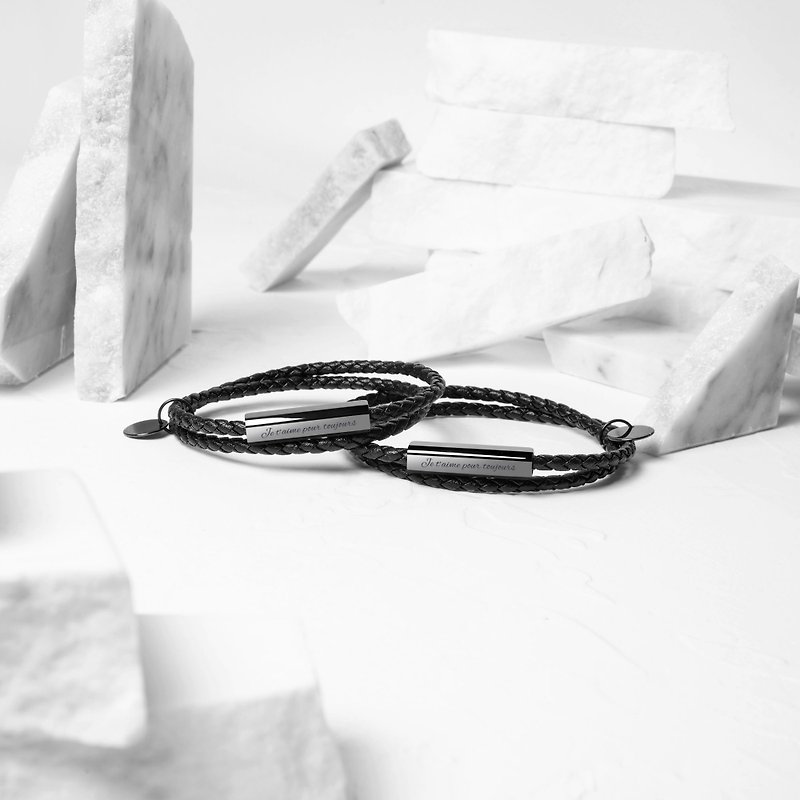 Ricordi Ceramic Leather Wrap Bracelet - Ceramic Piano black (Limited Edition) - สร้อยข้อมือ - หนังแท้ สีดำ