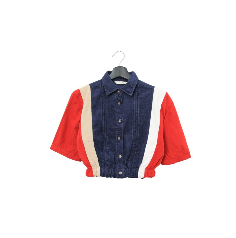 Back to Green- 再製拼接襯衫 藍白紅 相間 vintage shirt - 女裝恤衫 - 棉．麻 