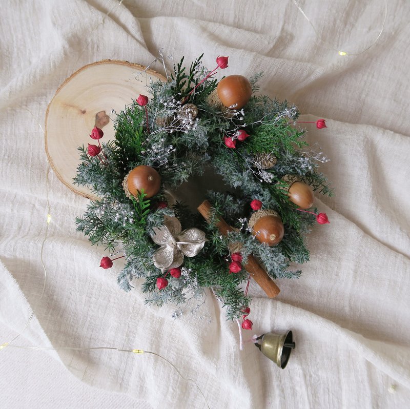 Small Christmas Wreath/Christmas Christmas Gift Box Christmas Tree Customized Gift Dried Flowers - ช่อดอกไม้แห้ง - พืช/ดอกไม้ สีเขียว