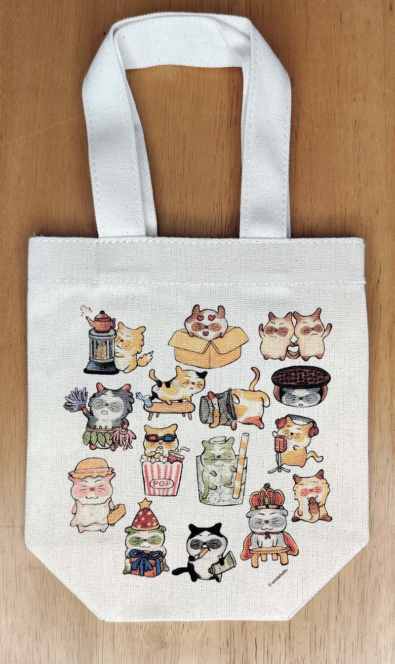 Drink bag/canvas bag/reusable bag/carrying bag/shoulder bag Cat’s Life II (can hold hand-held drinks) - กระเป๋าถือ - วัสดุอื่นๆ หลากหลายสี