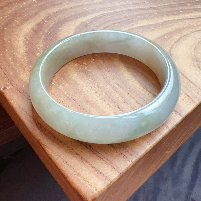 Ice type floating yellow-green jade bracelet | 19 g | Natural Burmese jade jade A goods | Gift - Bracelets - Jade Multicolor