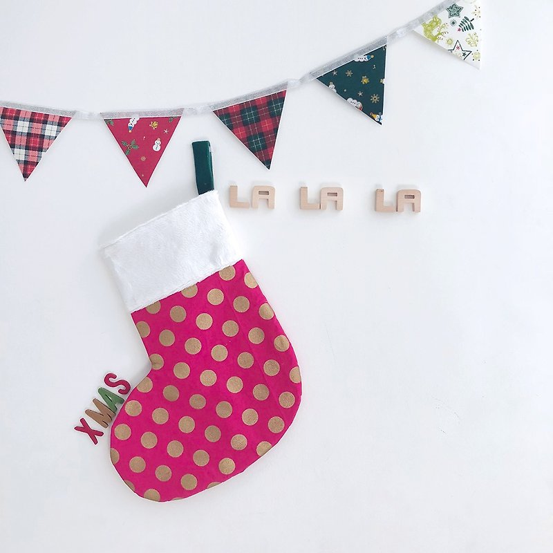 [La la la] Snowballs Christmas stockings pink peach 咚咚 Christmas ornaments - Items for Display - Cotton & Hemp 
