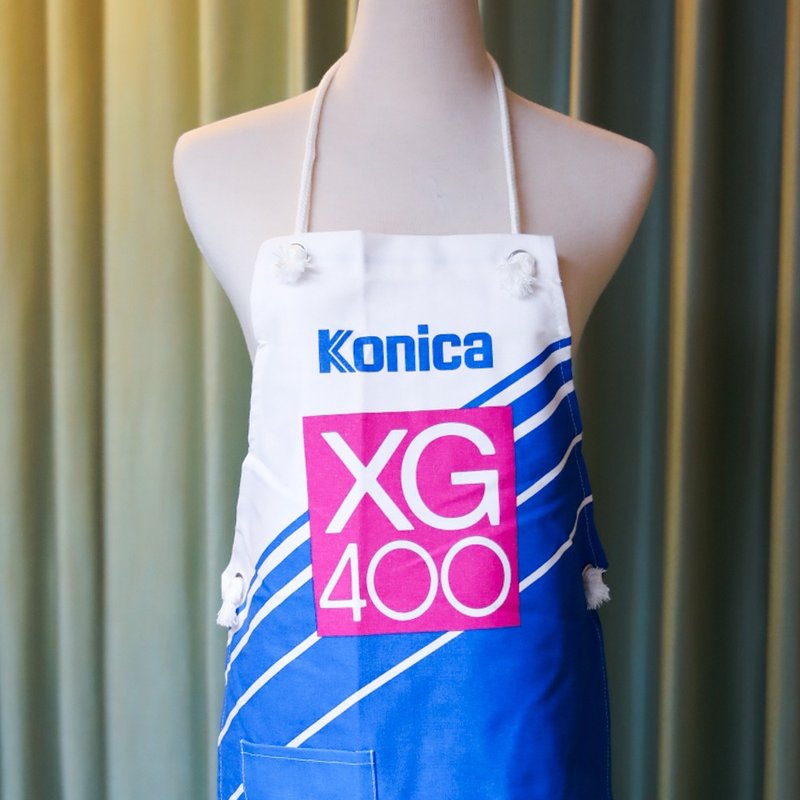 桑惠商號 日本昭和 KONICA 柯尼卡 古董廣告圍裙 全新庫存 - 其他 - 棉．麻 藍色
