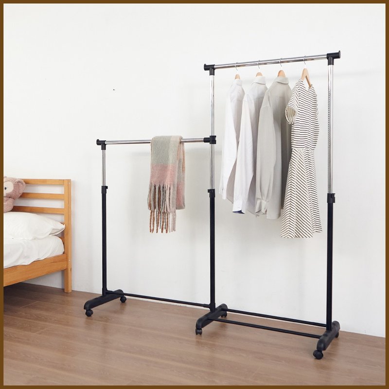 【ikloo】Double-rod collapsible clothes rail/clothing rack - Hangers & Hooks - Other Materials 