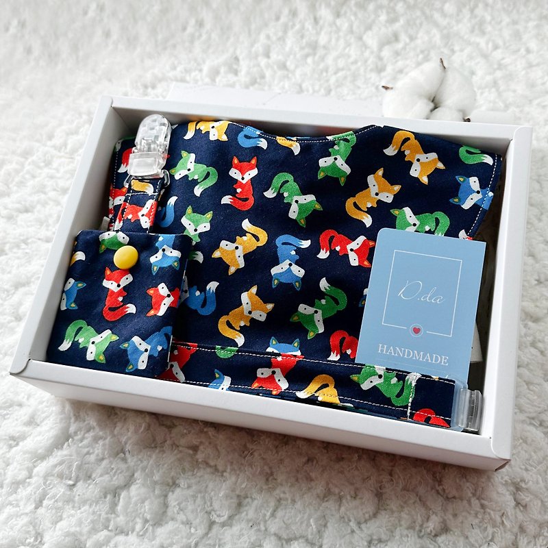 Little fox baby Miyue gift box sun visor baby hat bib - Baby Gift Sets - Cotton & Hemp Blue