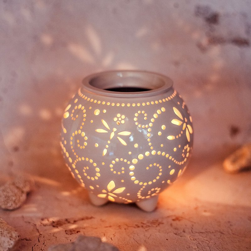 Dragonfly Ceramic Oil Burner, Wax Melt Warmer, or Tealight Holder - 香氛蠟燭/燭台 - 陶 